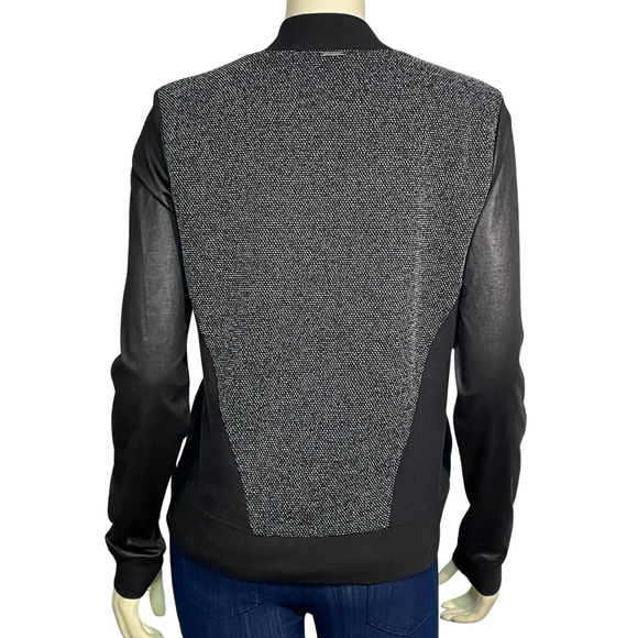3-FOR-$30 Calvin Klein Sz M Zip-Up Moto Bomber Jacket Faux Leather & Tweed New - Picture 3 of 10